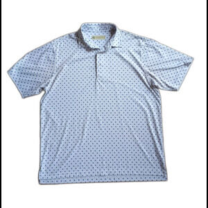 Donald Ross White Blue Thistle Polo Shirt Size L